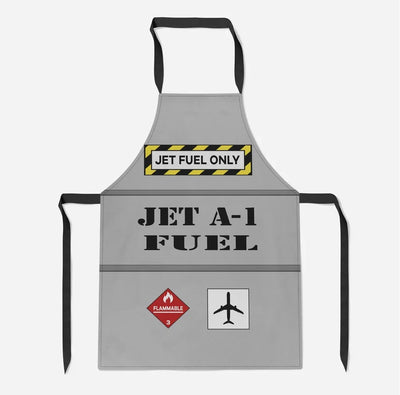 Jet Fuel Only aviation design on durable cotton blend kitchen apron.