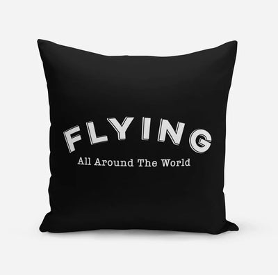 Flying All Around The World aviation design on soft polyester filling pillow.