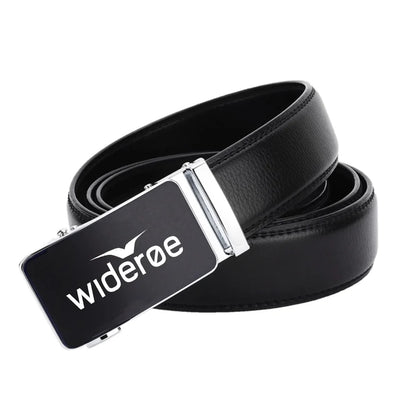 Wideroe Airlines aviation design men's belt, leather construction.