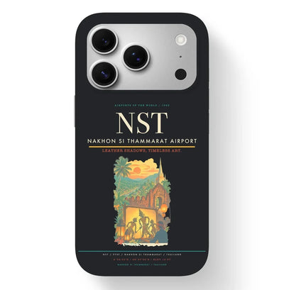 Nakhon Si Thammarat Airport (NST) design on black iPhone 17 Pro MagSafe case
