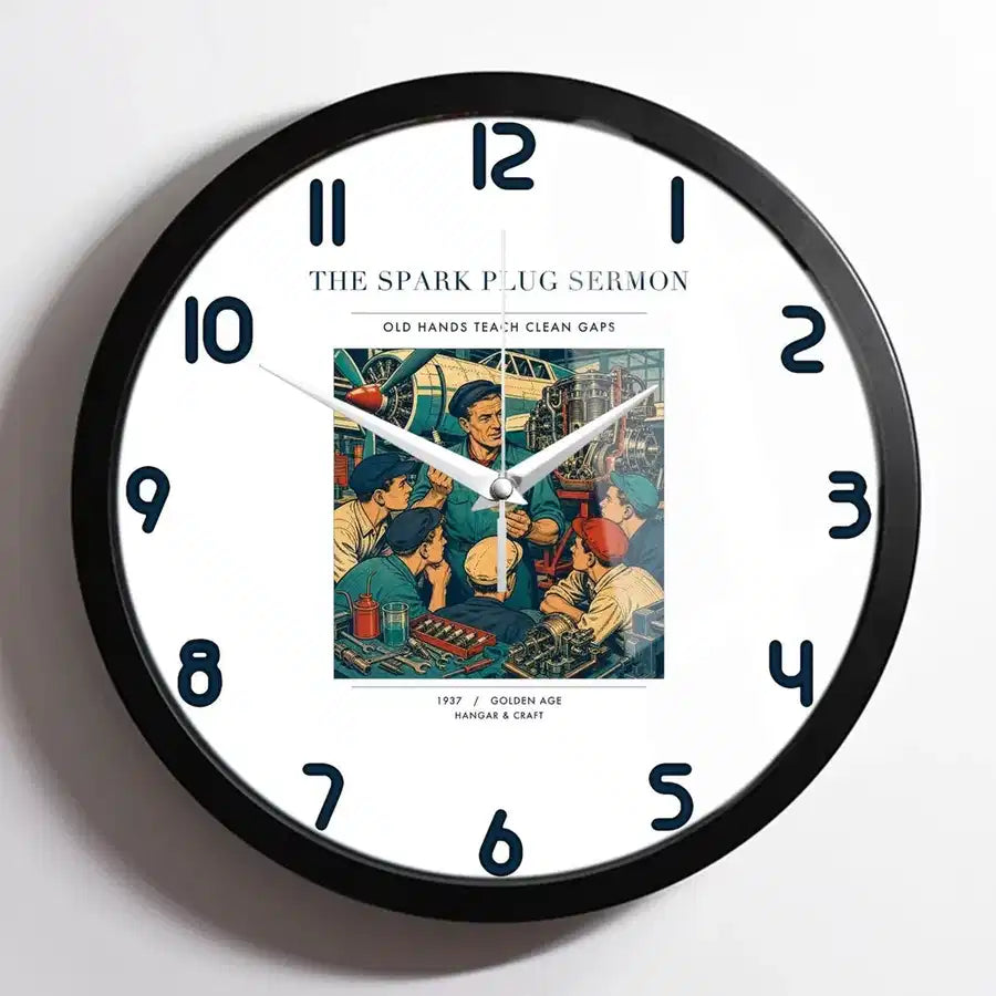 VINTAGE G4264 - The Spark Plug Sermon - Designed Wall Clocks design on white framed