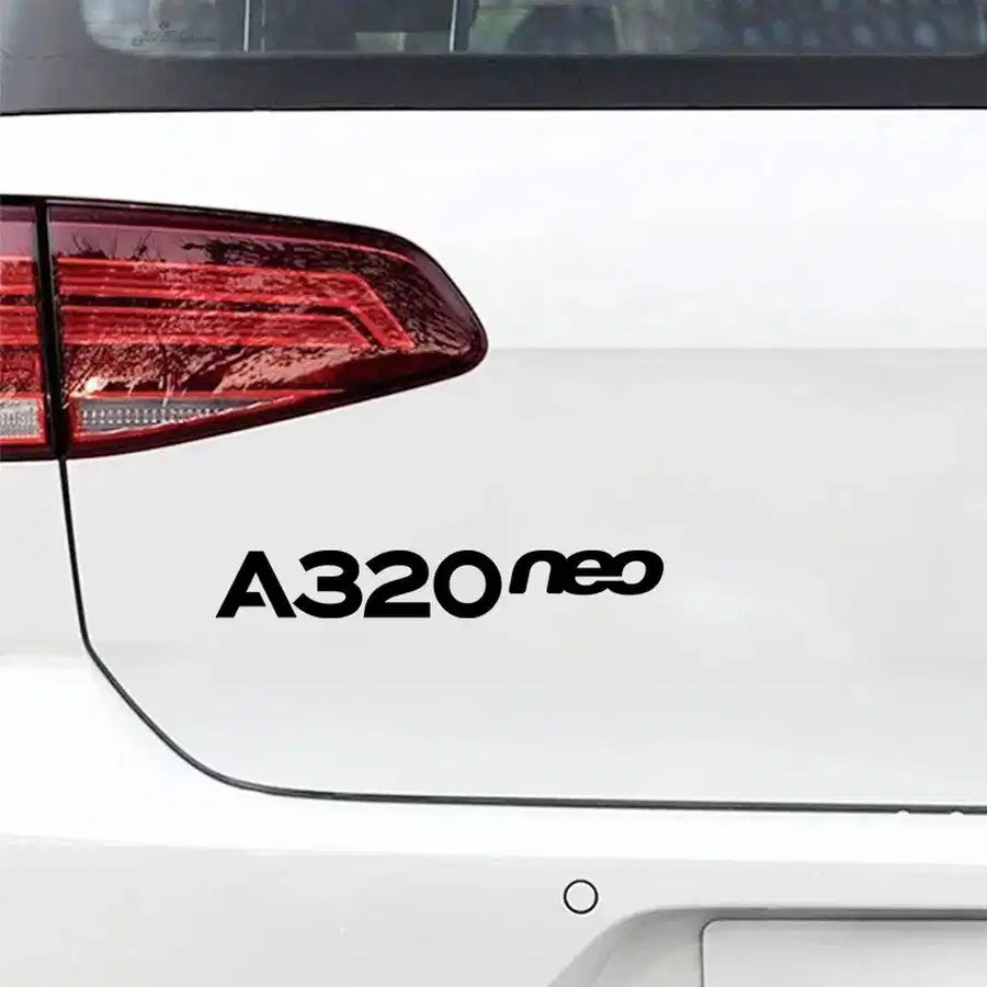 A320neo & Text Car aviation design car sticker in weather-resistant vinyl.