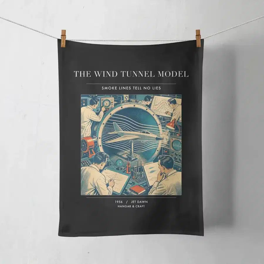 VINTAGE G4174 - The Wind Tunnel Model - Designed Towels design on black