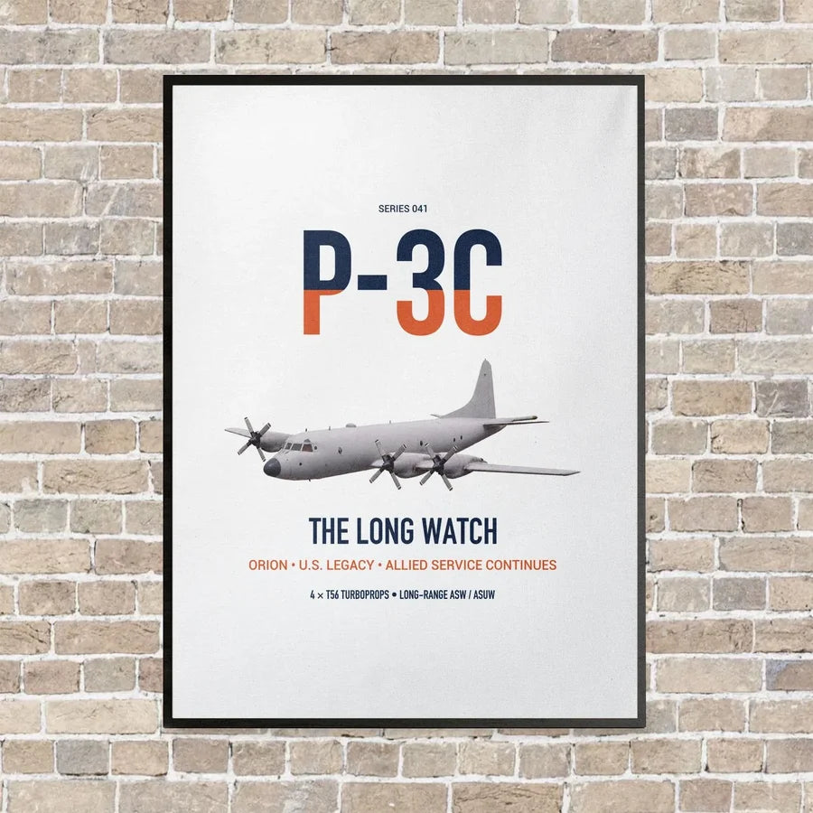 P-3C Orion vertical canvas print - framed - white background