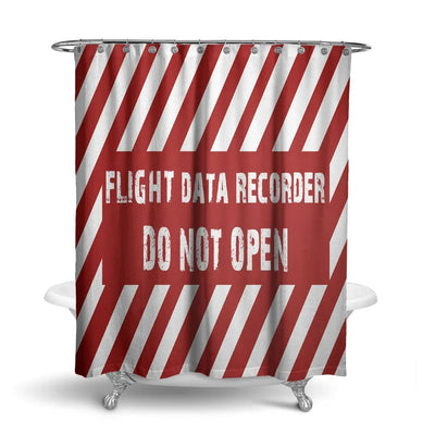 Flight Data Recorder aviation design on waterproof polyester shower curtain.
