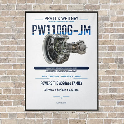 PW1100G-JM vertical canvas print - framed - white background