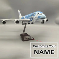 Thumbnail for Side view of Air Japan ANA Blue Sea Turtle Airbus A380 Airplane Model (1/160 Scale) aviation LED model airplane in diecast me.