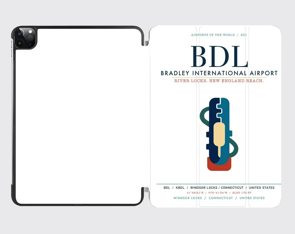 Bradley International Airport (BDL) design on white ipad tablet case