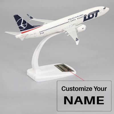 Side view of LOT POLISH Airlines Boeing 737MAX8 Airplane Model (1/200 Scale) aviation 16-18cm scale model aircraft in diecast.