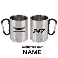 Thumbnail for Boeing 747 Flat Text aviation design on outdoor mug, durable insulated construction.