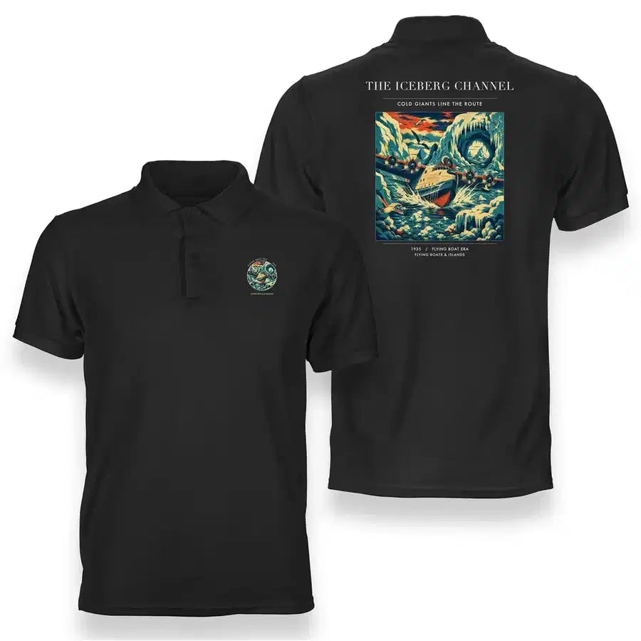 VINTAGE G4276 - The Iceberg Channel - Double-Side Polo T-Shirt design on black