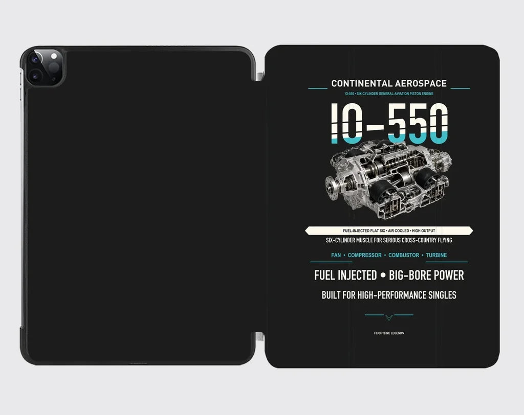 IO-550 design on black ipad tablet case