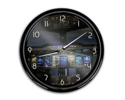 Airbus A380 Cockpit aviation themed wall clock, premium wood and metal.