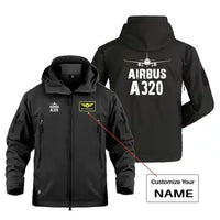 Thumbnail for Airbus A320 & Plane Military Jackets (Customizable) aviation design printed on heavy cotton shell with field-style pockets mi.