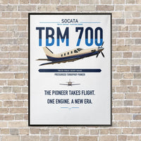 Thumbnail for Socata TBM 700 vertical canvas print - framed - white background