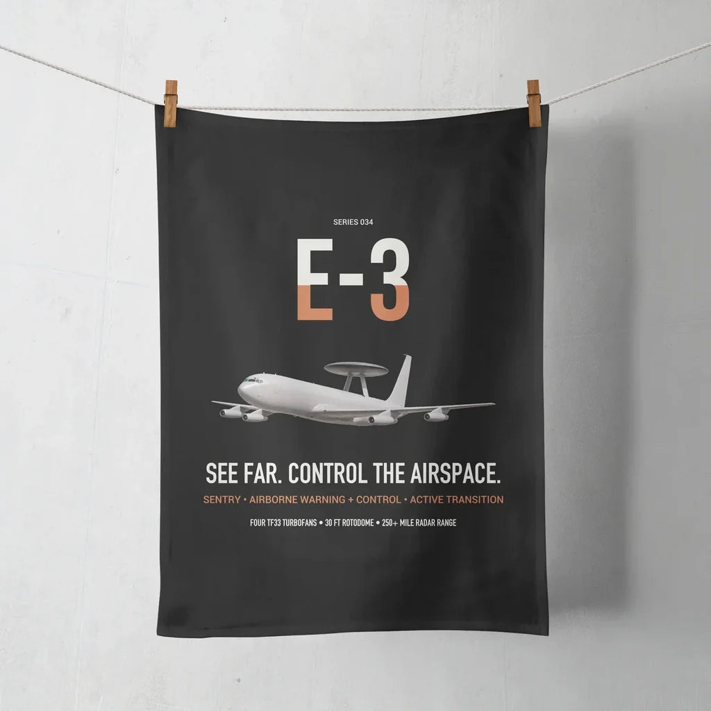 E-3 Sentry AWACS design on black towel