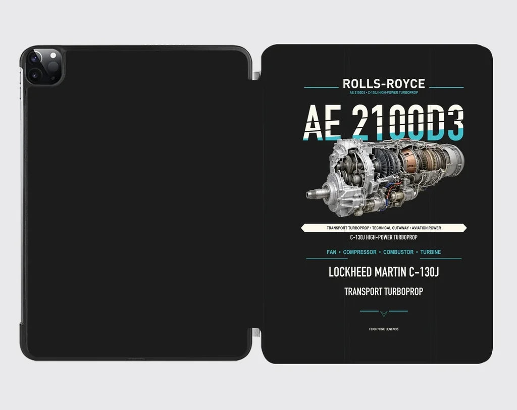 AE 2100D3 design on black ipad tablet case