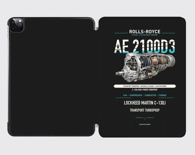 AE 2100D3 design on black ipad tablet case