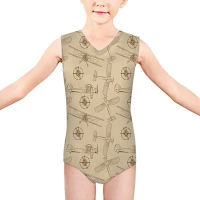 Very Cool Vintage Planes aviation print on kids quick-dry fabric swimsuit.