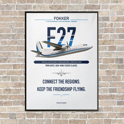 Fokker F27 Mark 500 Friendship vertical canvas print - framed - white background
