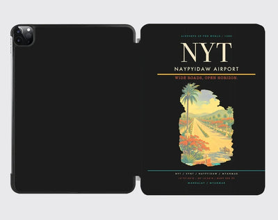 Naypyidaw Airport (NYT) design on black ipad tablet case