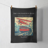 Thumbnail for VINTAGE G4347 - The Cog Railway Race - Designed Towels design on black