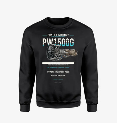 PW1500G design on black sweatshirt