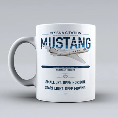 Cessna Citation Mustang design on white ceramic mug, double-side print