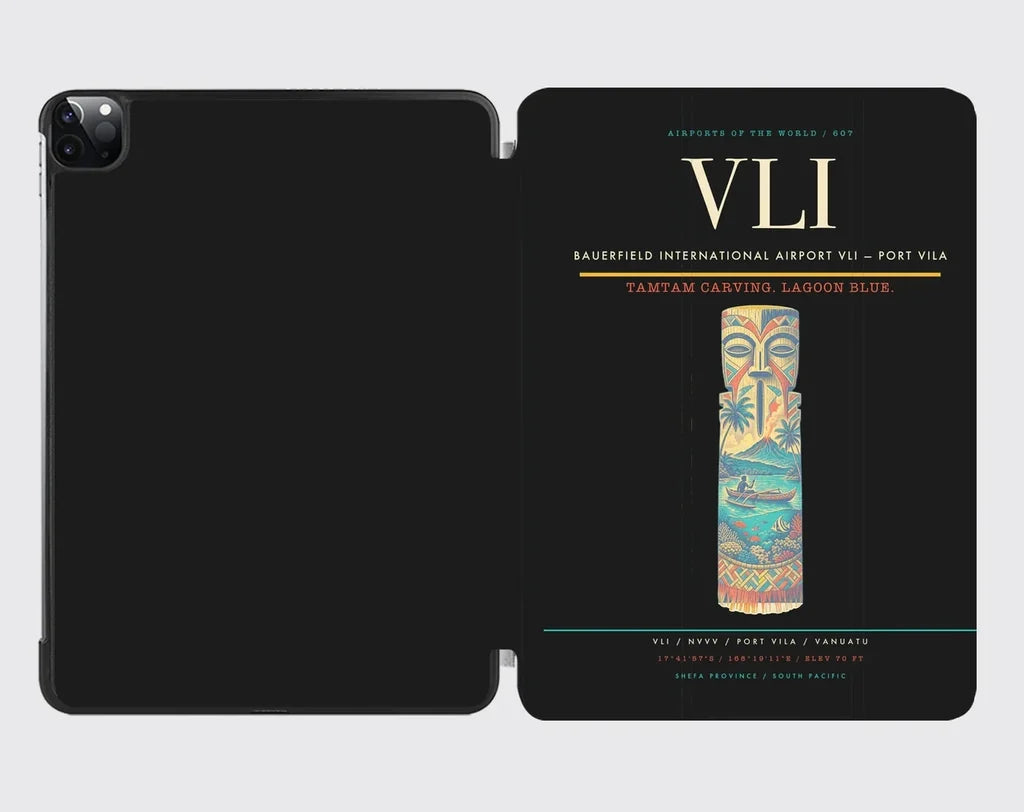 Bauerfield International Airport (VLI) design on black ipad tablet case