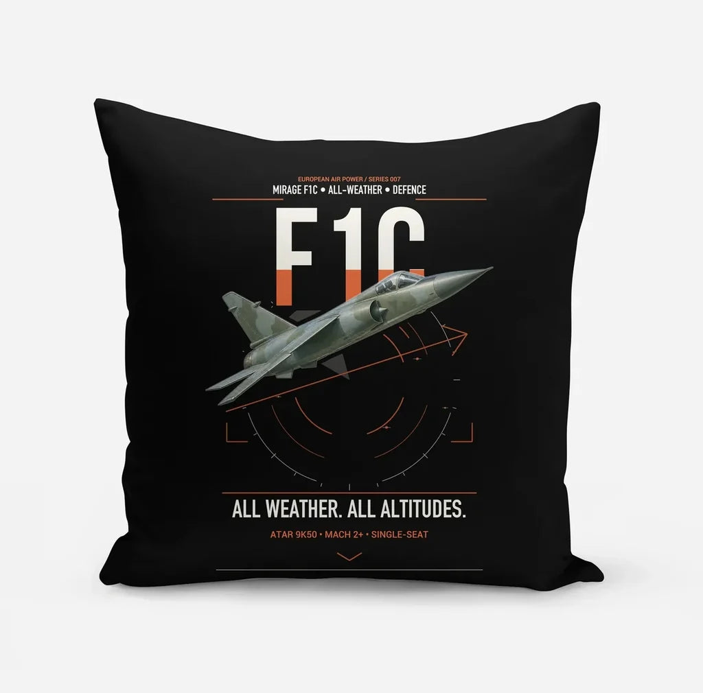 Dassault Mirage F1C design on black pillow