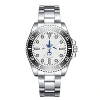 Thumbnail for Side view of Boeing 787 Luxury Aviators aviation aviator watch in premium stainless steel, polished finish.