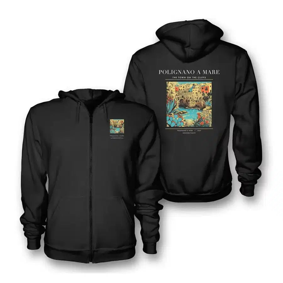 POLIGNANO A MARE - Poster - Zipped Hoodie - Black