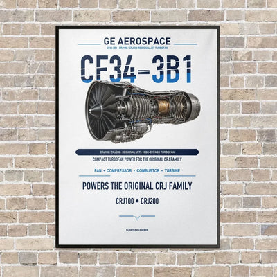 CF34-3B1 vertical canvas print - framed - white background