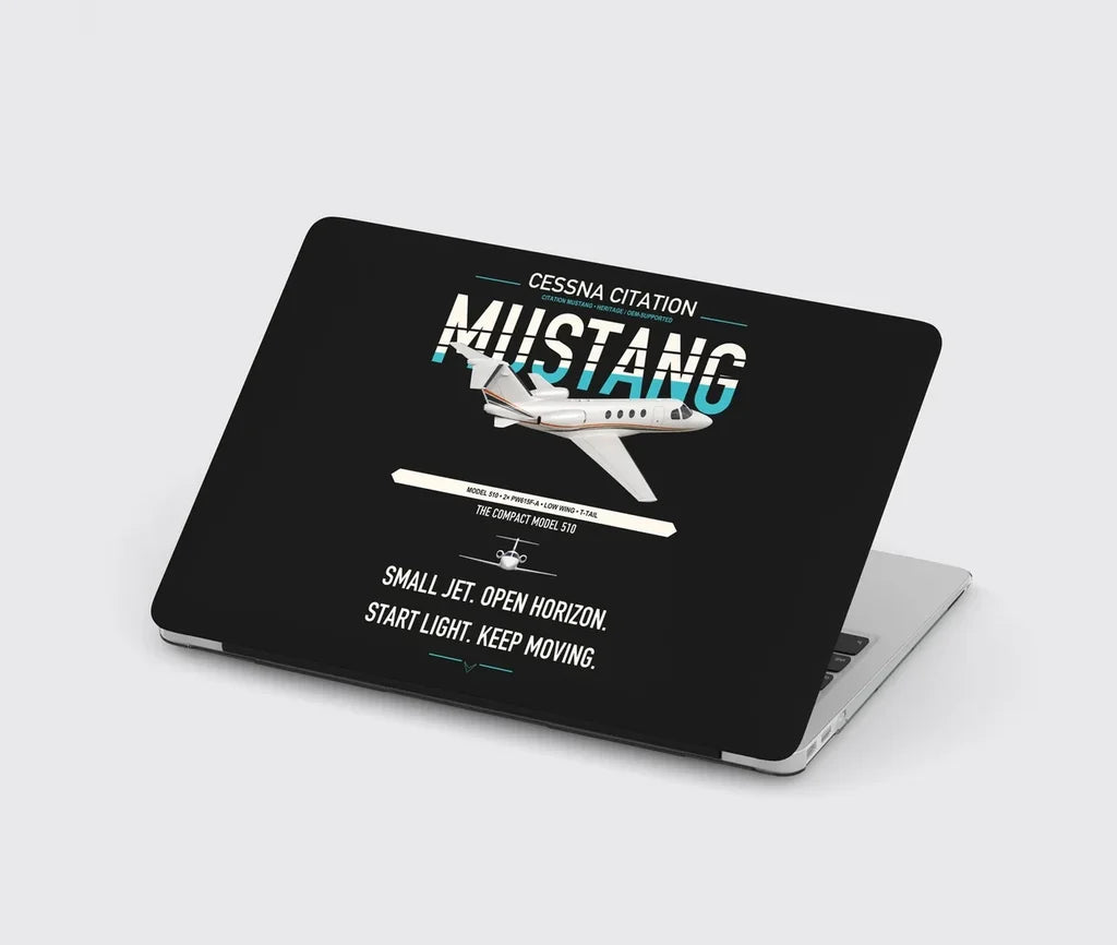 Cessna Citation Mustang design on black MacBook case