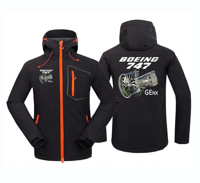Boeing 747 & GENX Engine aviation design printed on warm polar fleece polar fleece jacket.