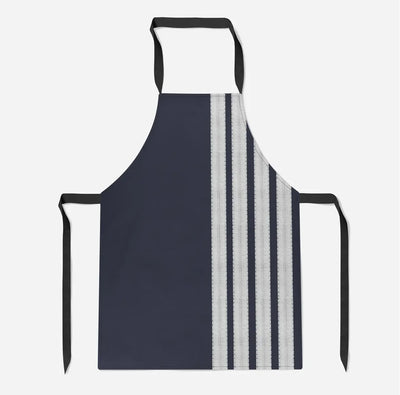 Special Silver Pilot Epaulettes 4 Lines aviation design on durable cotton blend kitchen apron.
