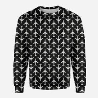 Thumbnail for Perfectly Sized Seamless Airplanes Black aviation design printed on soft cotton blend 3D sweatshirt.