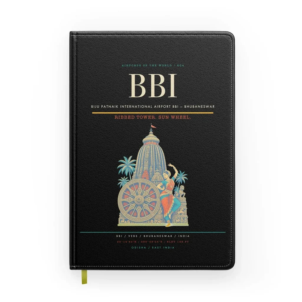 Biju Patnaik International Airport (BBI) design on black notebook