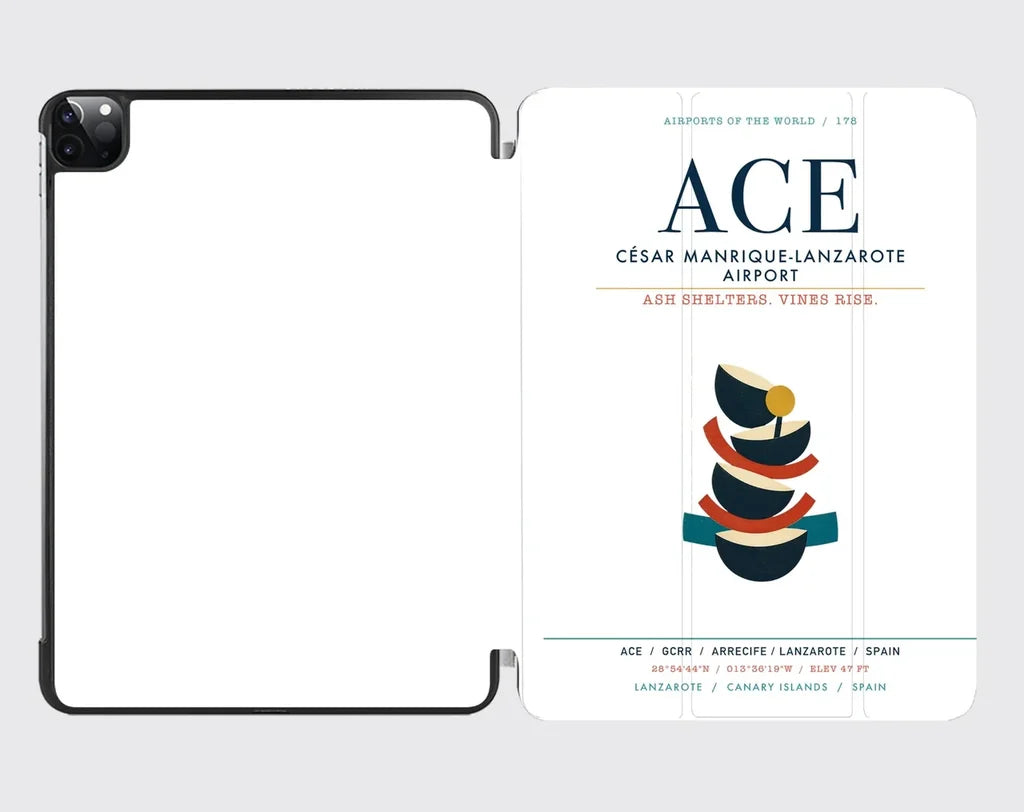 César Manrique-Lanzarote Airport (ACE) design on white ipad tablet case