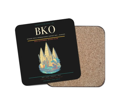 Modibo Keita International Airport (BKO) design on black 1 piece coaster