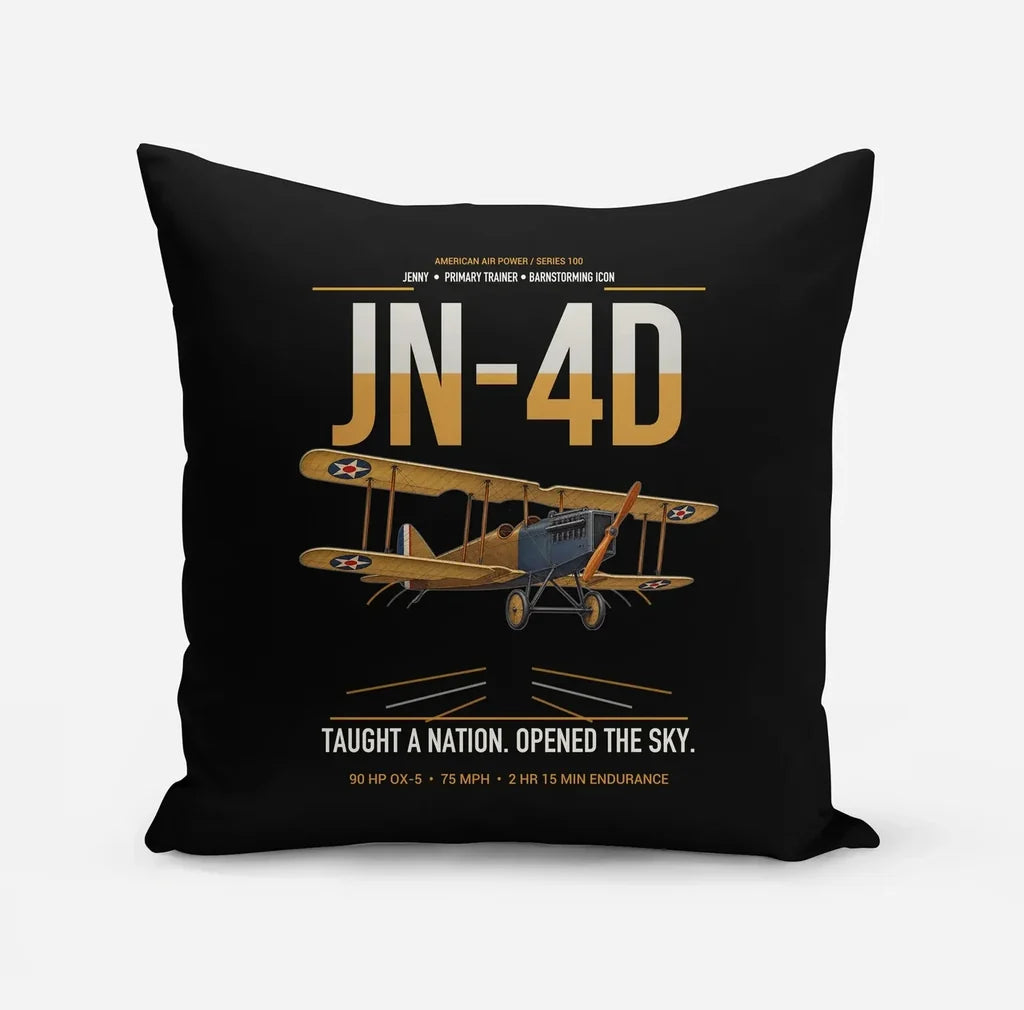 Curtiss JN-4D Jenny design on black pillow