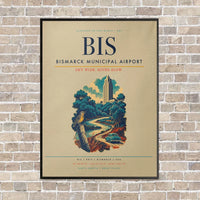 Thumbnail for Bismarck Municipal Airport BIS - Canvas Framed - Beige