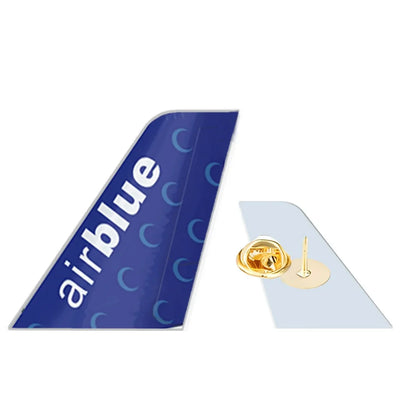 Air Blue aviation design tail-shape badge pin in polished alloy.