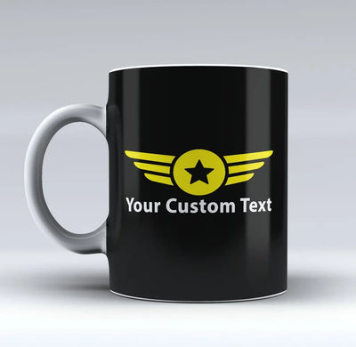 Custom Name & Badge (4) aviation design on ceramic mug, premium ceramic with glazed finish.