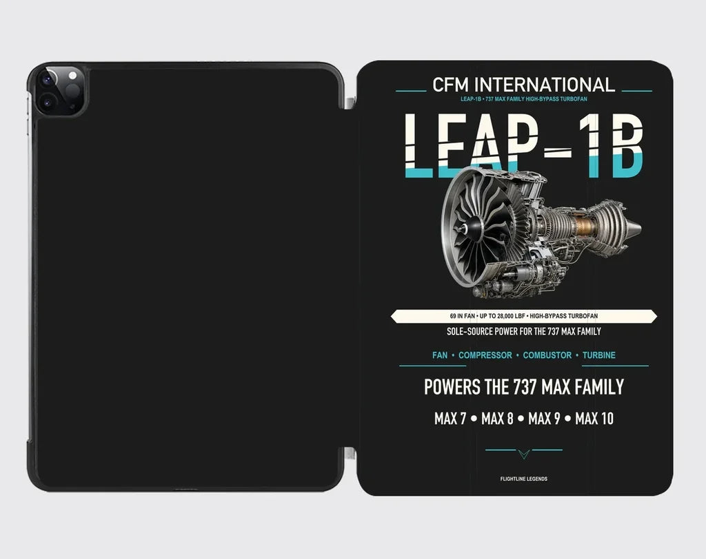 CFM LEAP-1B design on black ipad tablet case