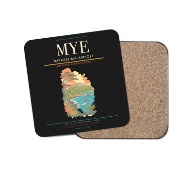 Miyakejima Airport (MYE) design on black 1 piece coaster