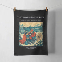Thumbnail for VINTAGE G4281 - The Snowshoe Rescue - Designed Towels design on black