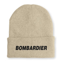 Thumbnail for Bombardier & Text Embroidered aviation embroidery on soft knit fabric beanie.