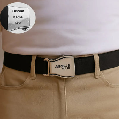 Airbus A310 & Text aviation seat-belt buckle accessory, real seat-belt webbing.