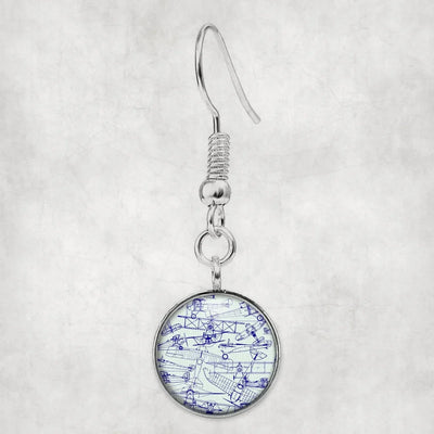 Amazing Drawings of Old Aircrafts aviation earrings, hypoallergenic alloy body with engraved detail.